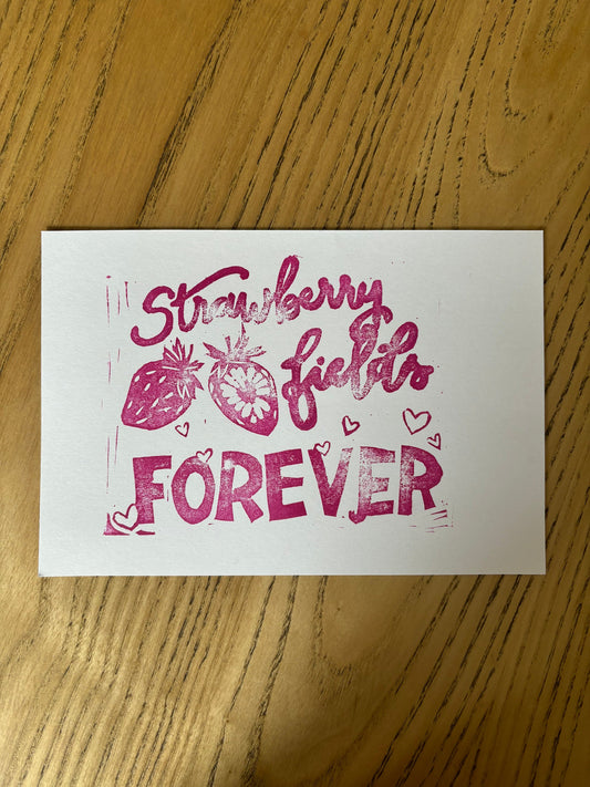 Lino Cut Strawberry Fields Print