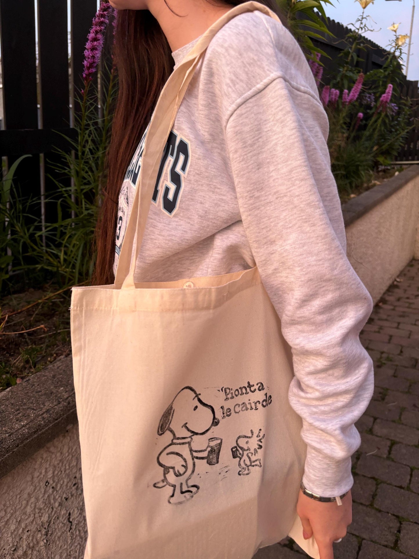 Lino Printed Snoopy Tote Bag