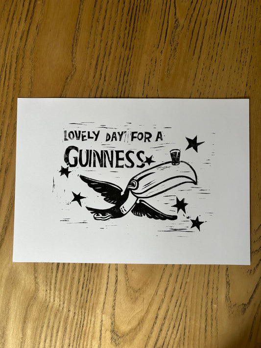 Lino Cut Guinness Print