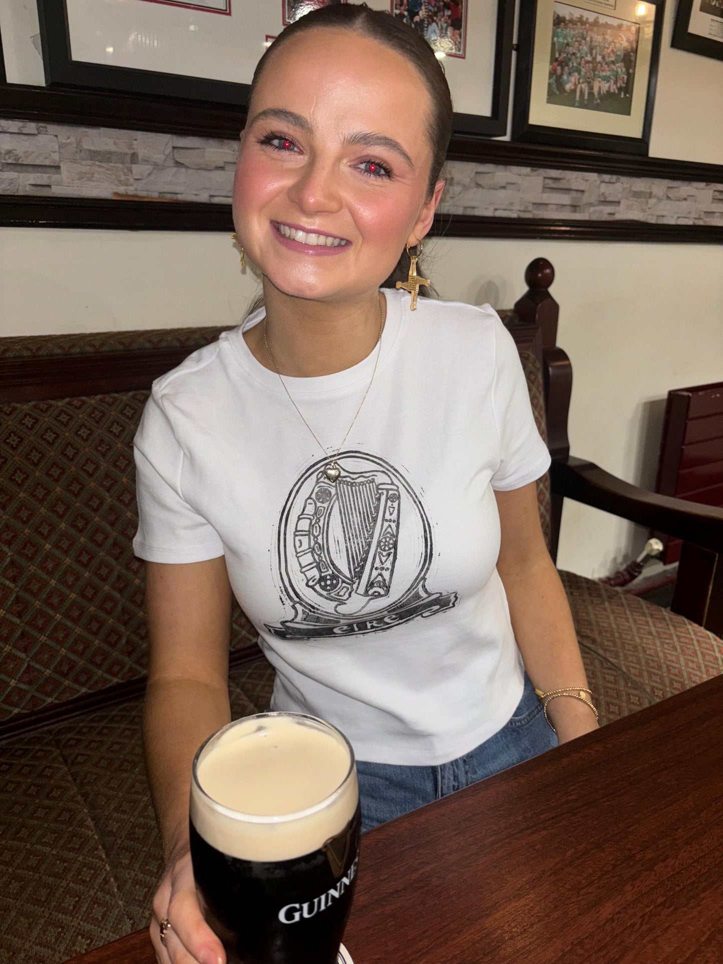 Lino Printed Eire Harp T-Shirt