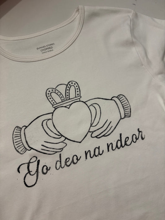 “Til the end of tears” Lino Printed Claddagh T-Shirt